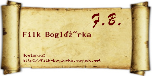 Filk Boglárka névjegykártya